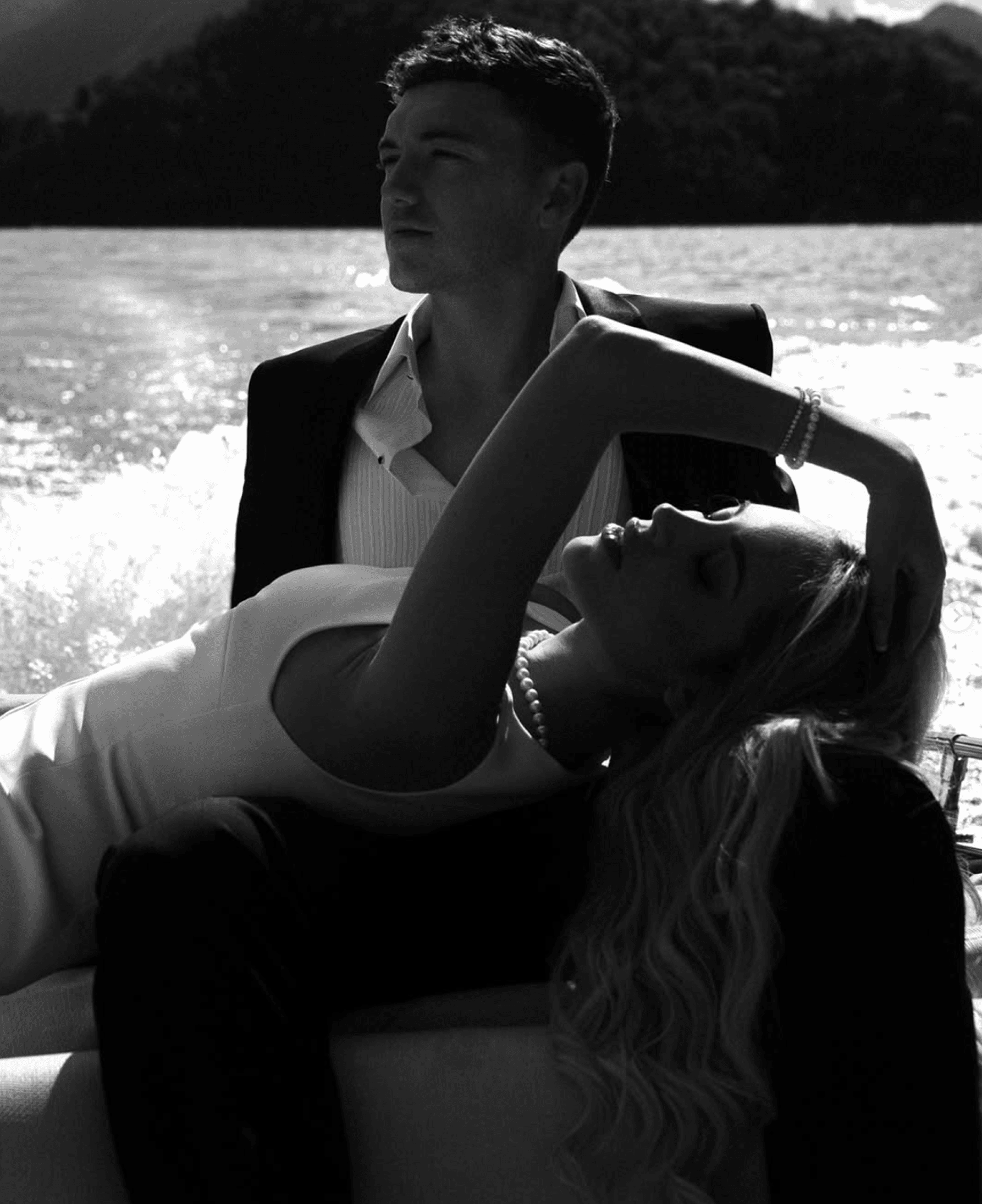 Wedding couple at a lakeside venue